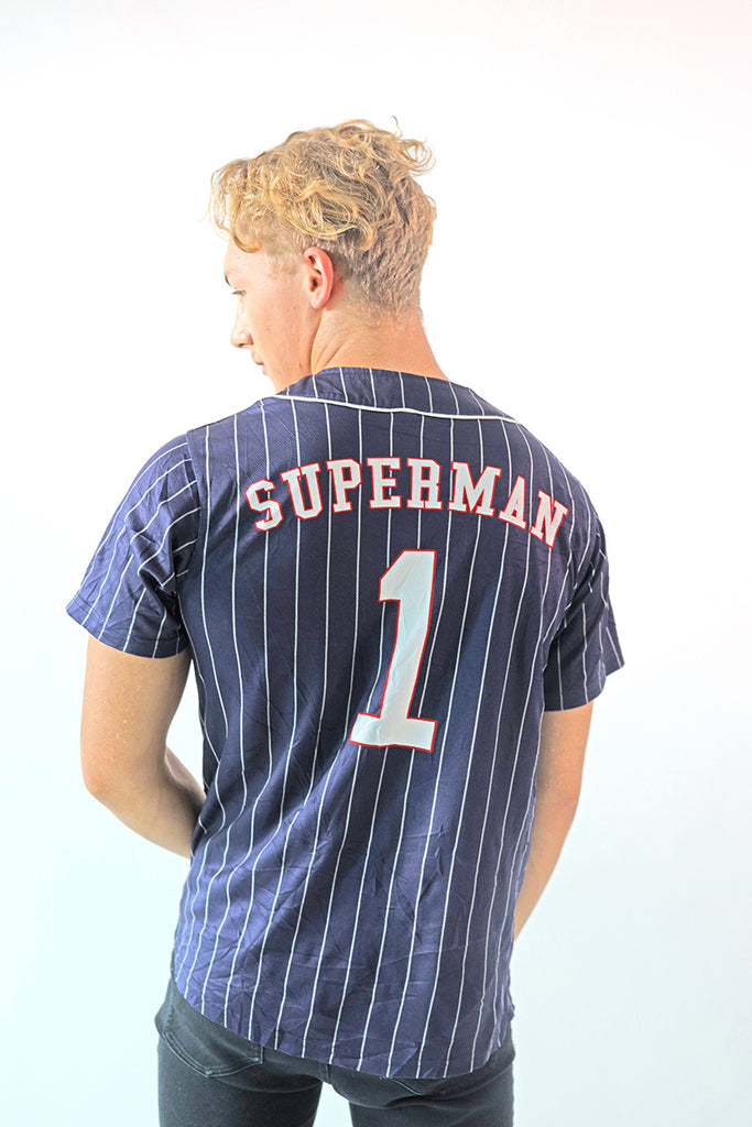 Vintage RARE Marvel Superman x Baseball Jersey - L