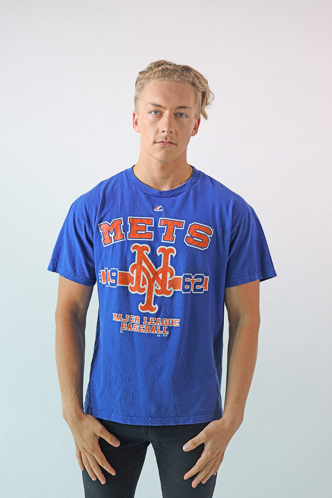 Vintage NY Mets Print T-Shirt Majestic - L