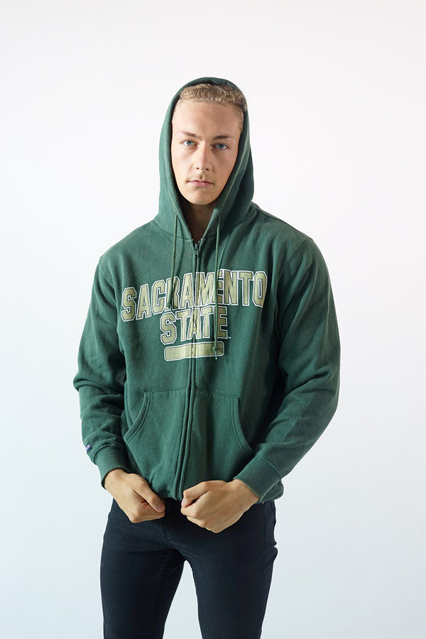 Vintage Sacramento State Zip Hoodie (Green) - M