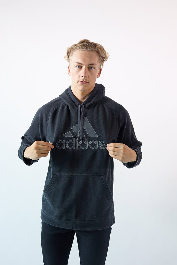 Vintage Adidas Black Hoodie - L